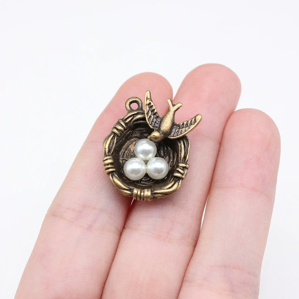 24x25mm 4.5g Multicolor Zinc Alloy Bird Nest Charm Pendant for DIY Necklace Bracelet Jewelry Making