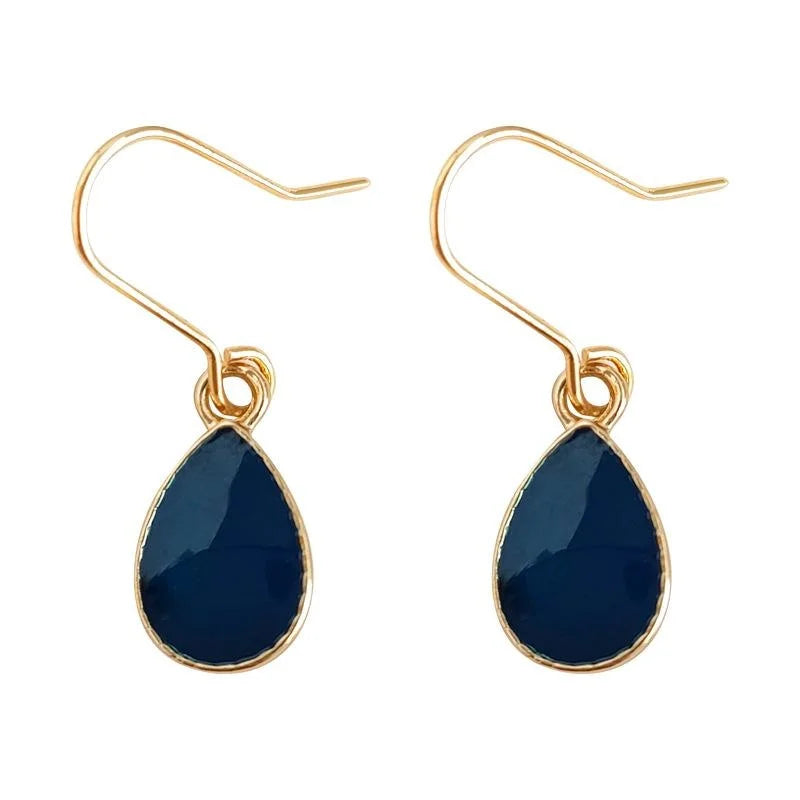 14K Gold Plated Copper Teardrop Drop Earrings Minimalist Haze Blue Fashion Jewelry for Women