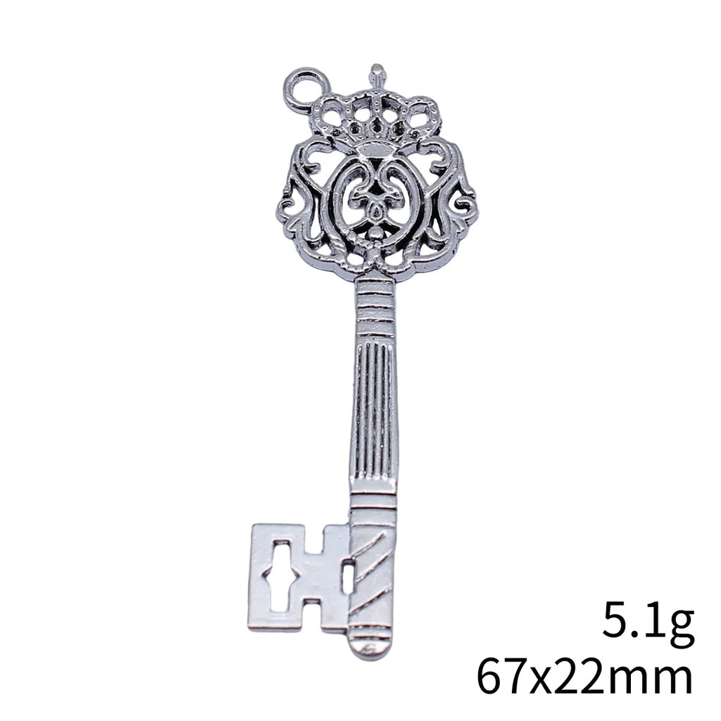 67x22mm 5.1g Multicolor Zinc Alloy Crown Key Charm Pendant for DIY Necklace Jewelry Making