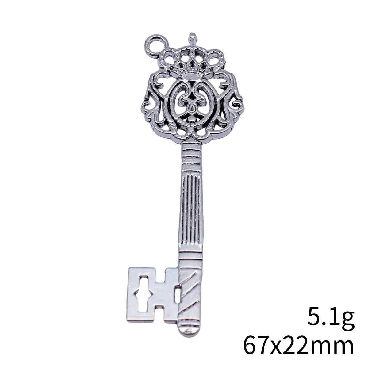 67x22mm 5.1g Multicolor Zinc Alloy Crown Key Charm Pendant for DIY Necklace Jewelry Making