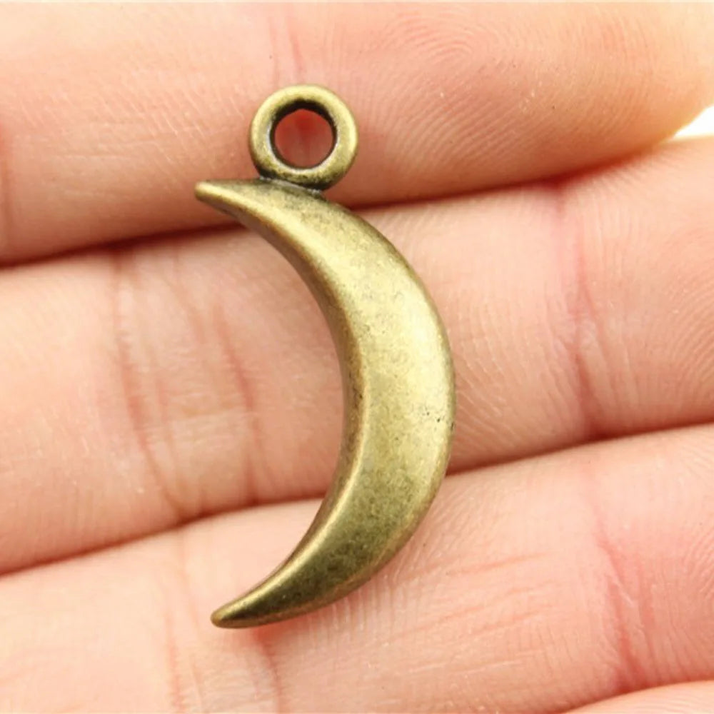 31x14mm 4.8g Zinc Alloy Moon Charm Pendant with Sun Star Details for Necklace Bracelet DIY Jewelry