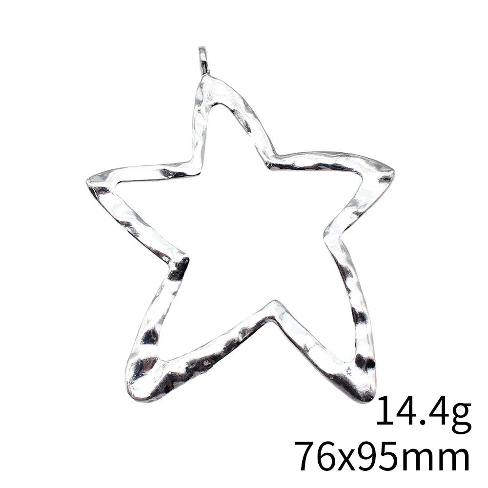 76x95mm 14.4g Antique Silver Zinc Alloy Extra Large Star Charm Pendant for DIY Necklace Bracelet Making
