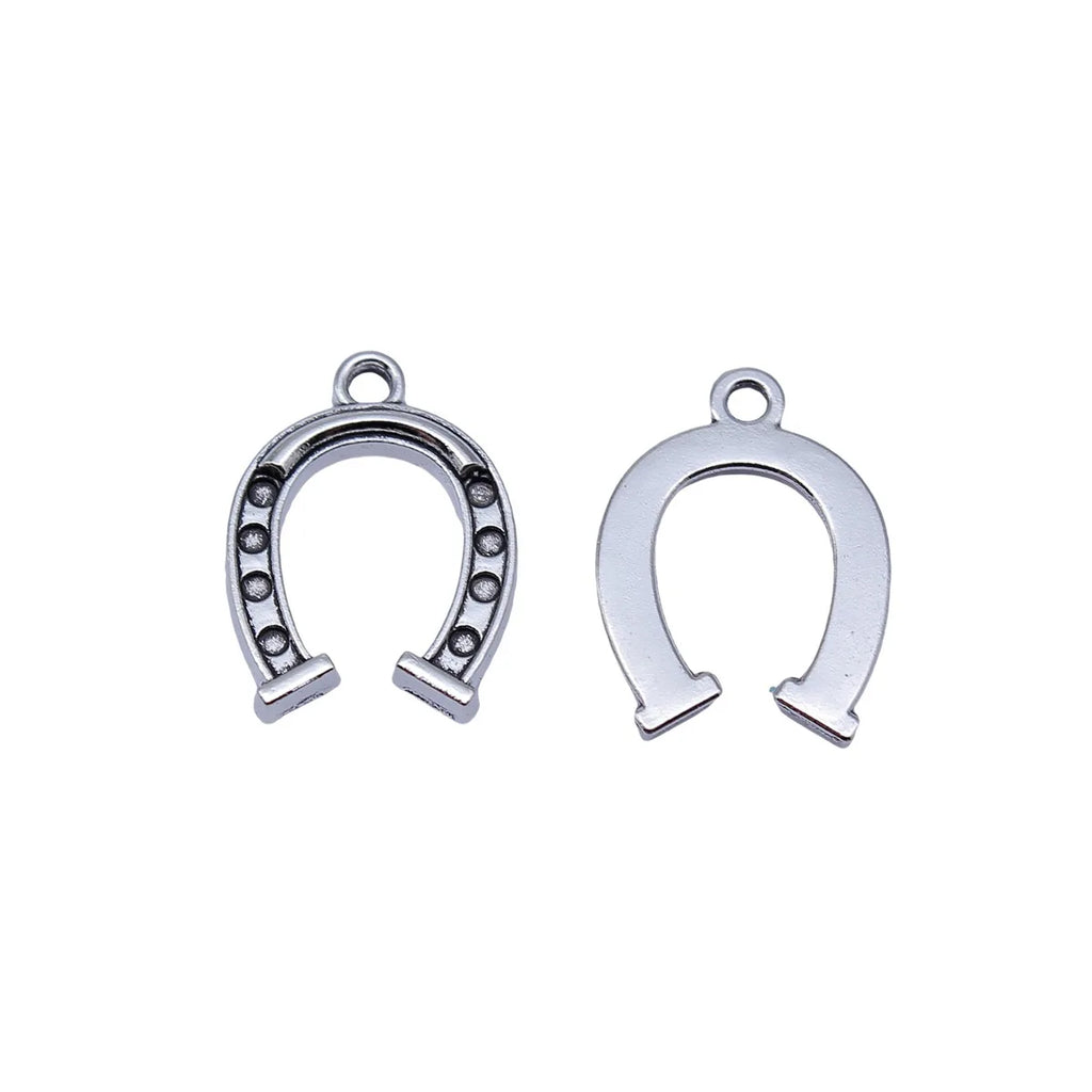 20x14mm 1.05g Antique Silver Finish Iron Western Horseshoe Charm Pendant for Bracelet Necklace DIY