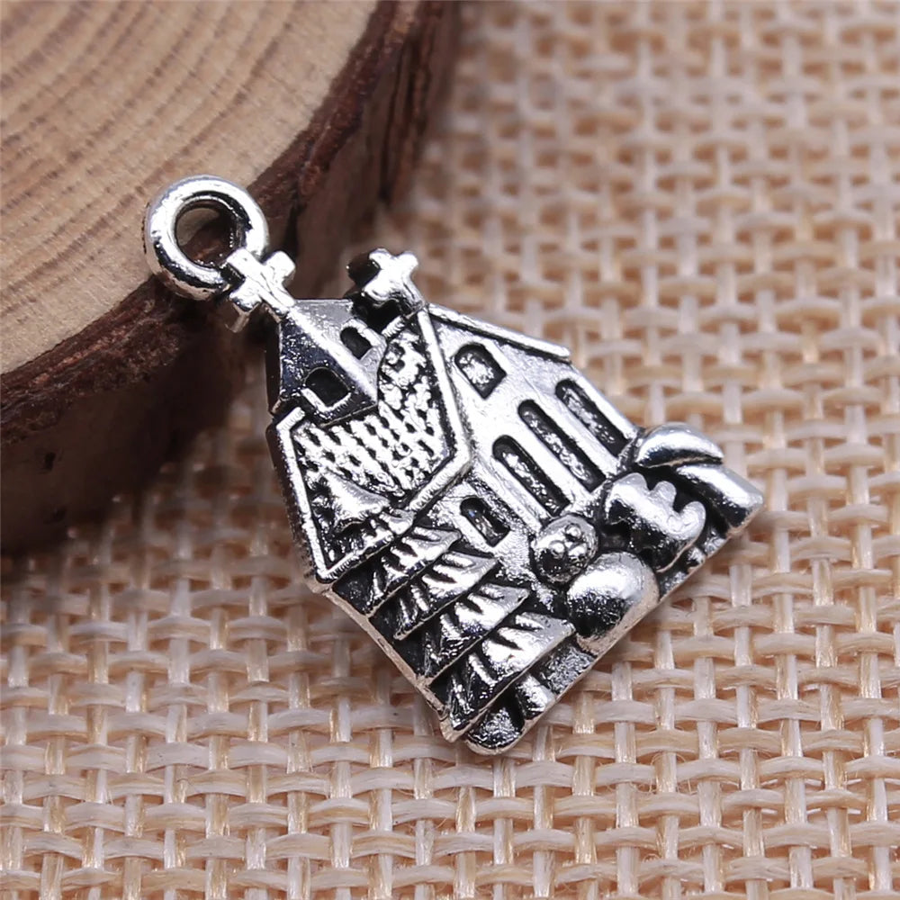 21x14mm 1.4g Antique Silver Zinc Alloy House Charm Pendant for DIY Necklace Bracelet Jewelry Making