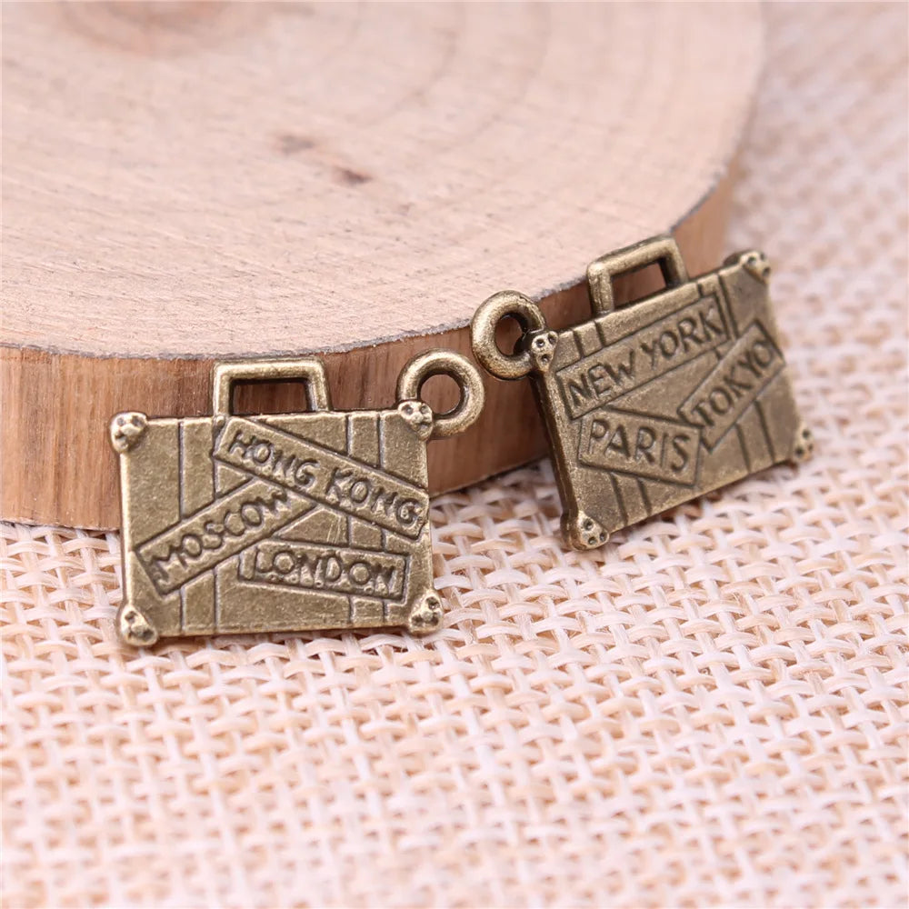 13x17mm 1.5g Multicolor Zinc Alloy Suitcase Charm Pendant for DIY Travel Jewelry Making