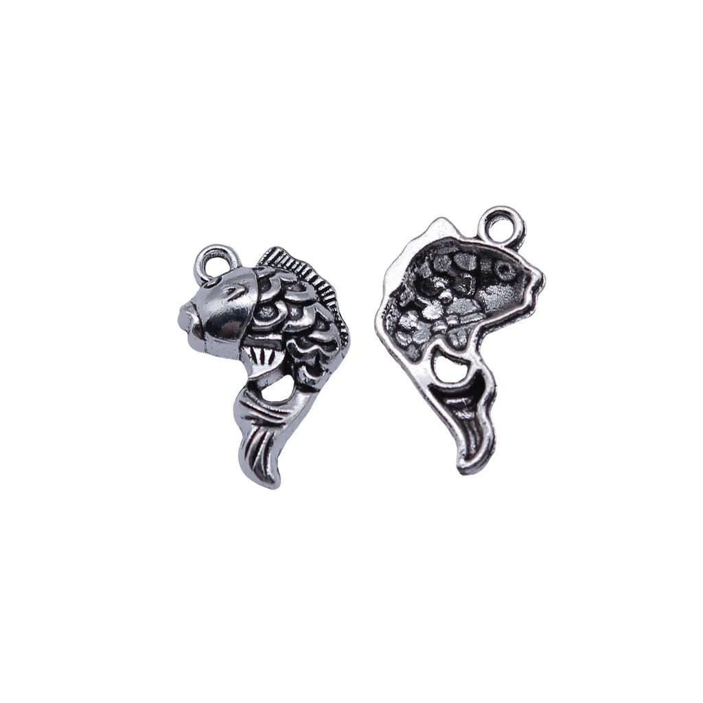 20x12mm 1.05g Antique Silver Zinc Alloy Goldfish Charm Pendant for DIY Necklace Bracelet Making