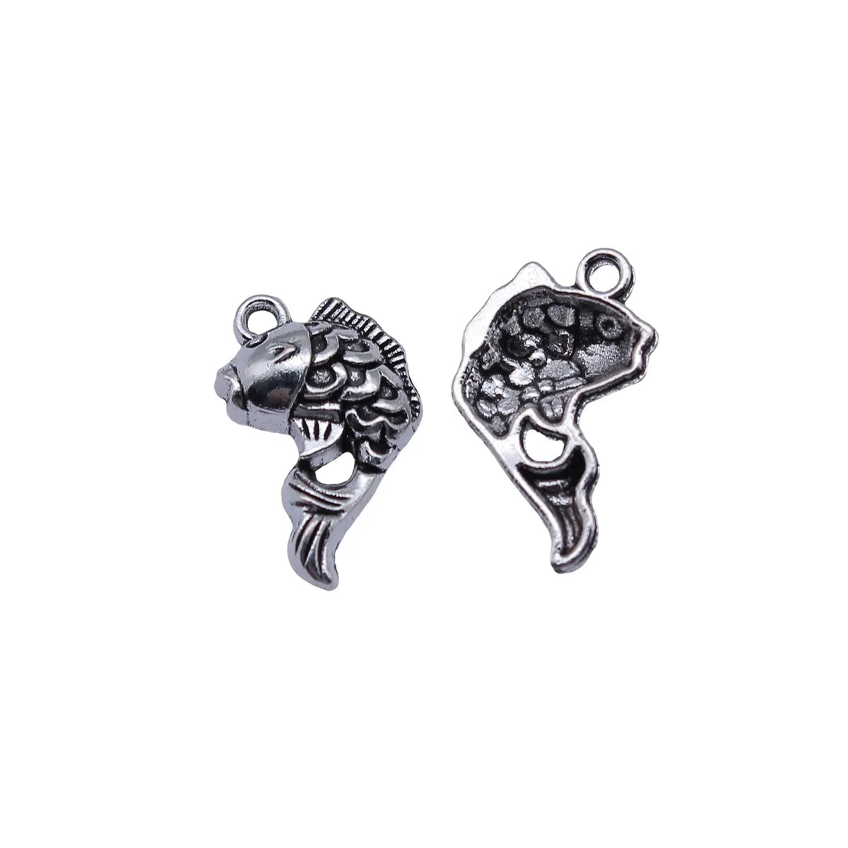 20x12mm 1.05g Antique Silver Zinc Alloy Goldfish Charm Pendant for DIY Necklace Bracelet Making