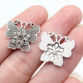 20x18mm 2.1g Antique Silver Zinc Alloy Flower Butterfly Charm Pendant for DIY Jewelry and Garment Decor