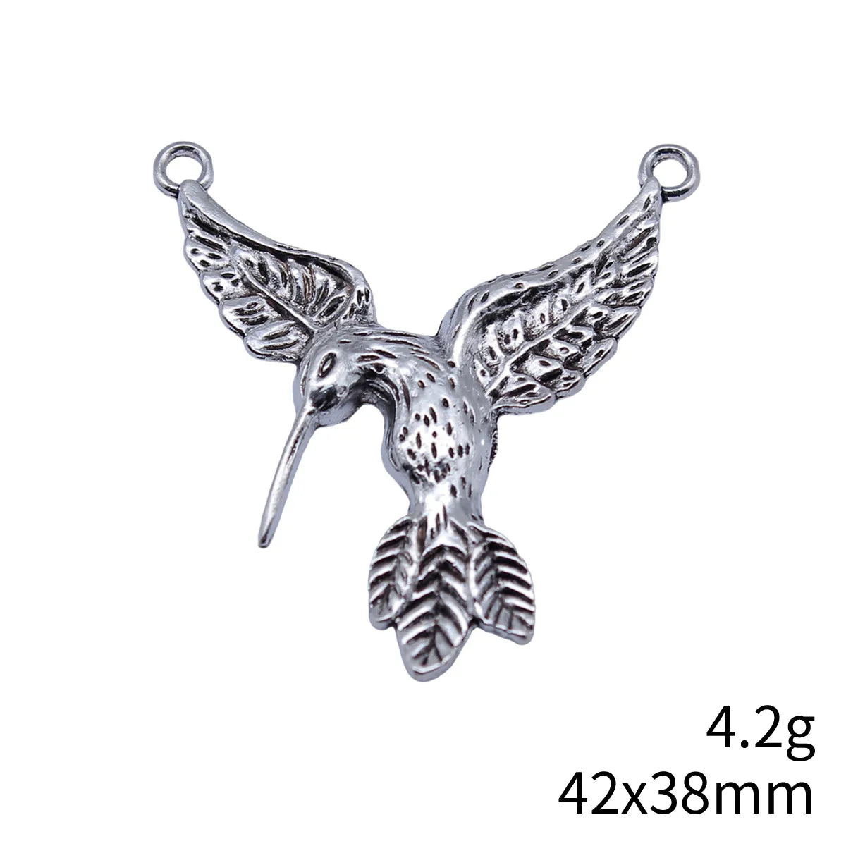 42x38mm 4.2g Antique Silver Zinc Alloy Hummingbird Bird Charm Pendant for DIY Necklace Bracelet Jewelry