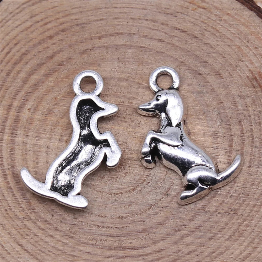 12x20mm 1.3g Multicolor Zinc Alloy Dachshund Dog Charm Pendant for DIY Cute Animal Jewelry Making