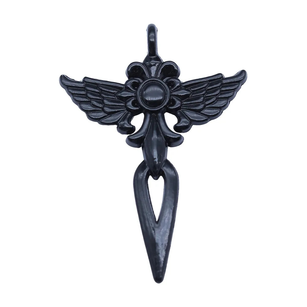 35x49mm 4.5g Multicolor Zinc Alloy Gothic Wing Cross Charm Pendant for DIY Necklace Bracelet Making