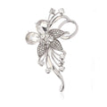 Luxury Red Crystal Flower Rhinestone Brooch Pin For Women, Elegant Alloy Lapel Corsage Suit Dress Gift