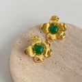Vintage Resin Flower Drop Earrings French Palace Style Light Luxury Statement Jewelry