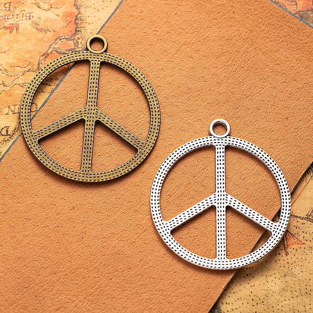 48x42MM Antique Silver Zinc Alloy Peace Sign Charm Pendant for DIY Necklace Bracelet Jewelry Making