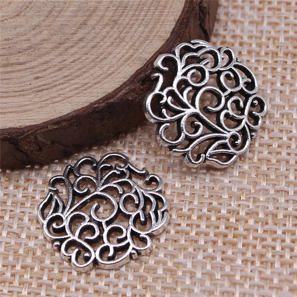18x18mm 1.1g Multicolor Zinc Alloy Flower Filigree Charm Pendant for DIY Earrings Jewelry Making