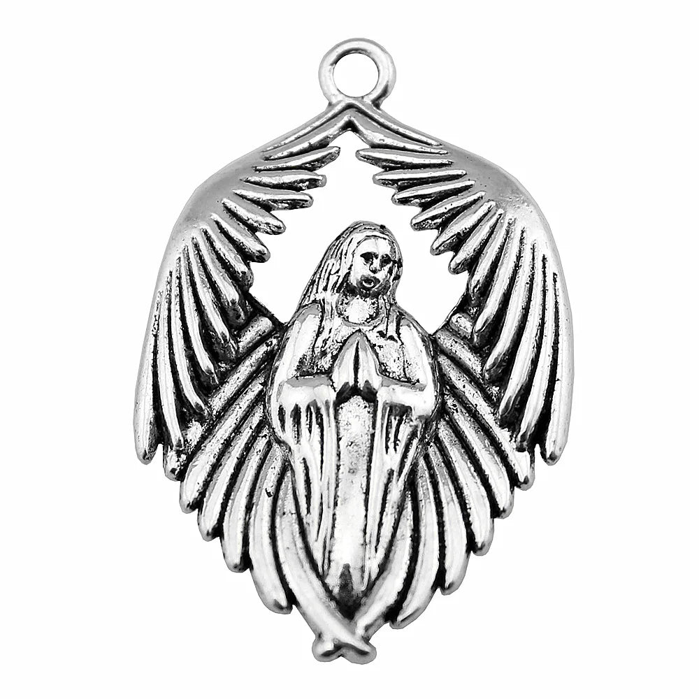 43x27mm 6.9g Antique Silver Zinc Alloy Angel Figure Charm Pendant for DIY Jewelry Making