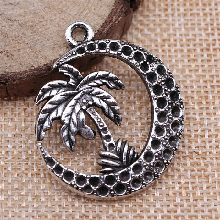 37x30mm 4.8g Antique Silver Zinc Alloy Coconut Palm Tree Charm Pendant for Necklace Jewelry Making
