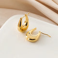 Elegant Gold Alloy Geometric Teardrop Hoop Stud & Clip On No Piercing Minimalist Ear Cuff Earrings
