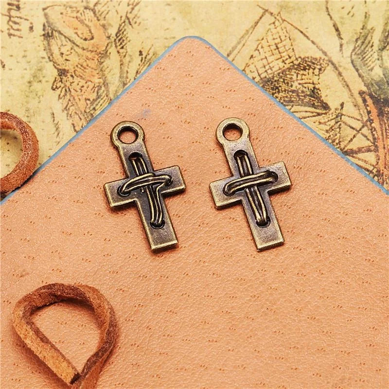 22x12MM Antique Silver Zinc Alloy Cross Charm Pendant for DIY Necklace Bracelet Jewelry Making