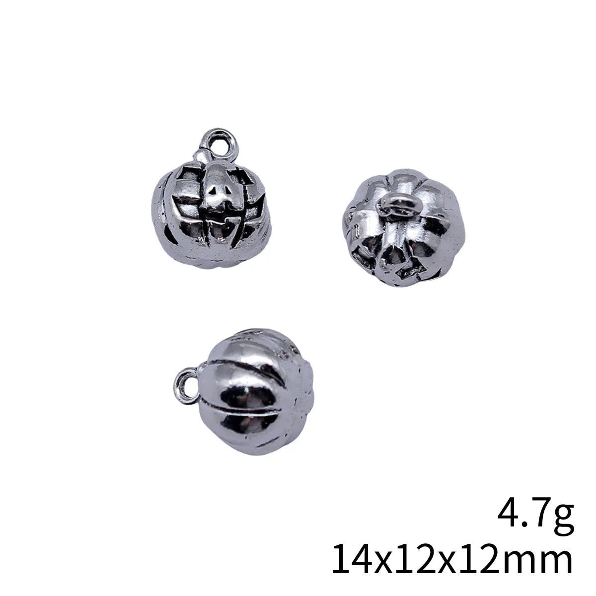 14x12x12mm 4.7g Antique Silver Zinc Alloy 3D Halloween Pumpkin Lantern Charm Pendant for DIY Jewelry
