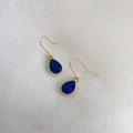 14K Gold Plated Copper Teardrop Drop Earrings Minimalist Haze Blue Fashion Jewelry for Women