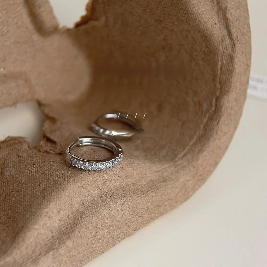Copper Geometric Twist Micro Pave Zircon Stud Earrings, Versatile Sweet Cool Commuter Style