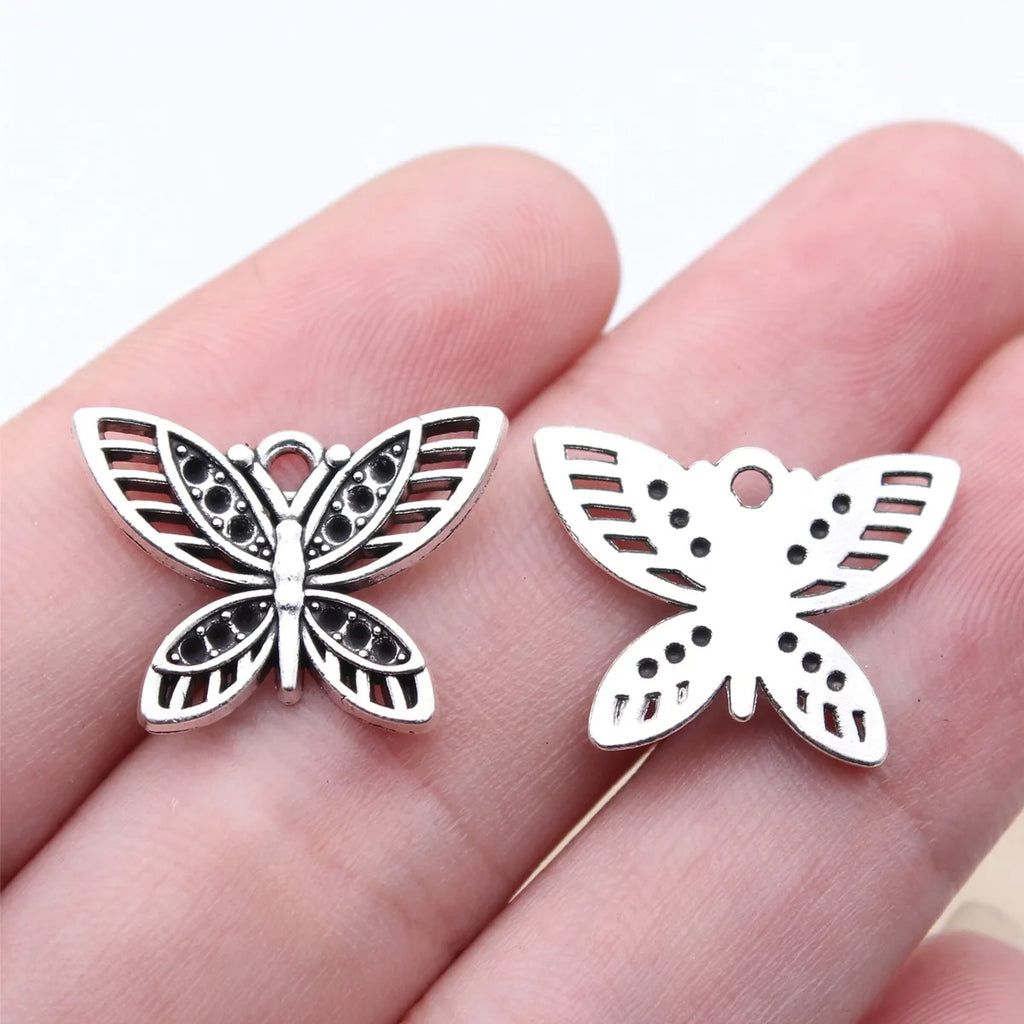 20x15mm 1.5g Antique Silver Finish Zinc Alloy Butterfly Charm Pendant for Bracelet Necklace DIY