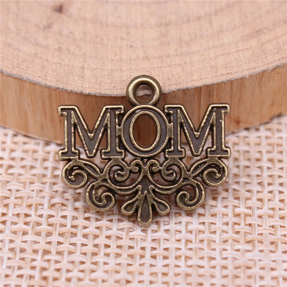 20x17mm 1.8g Multicolor Zinc Alloy MOM Cloud Shape Letter Charm Pendant for DIY Bracelet Necklace Making