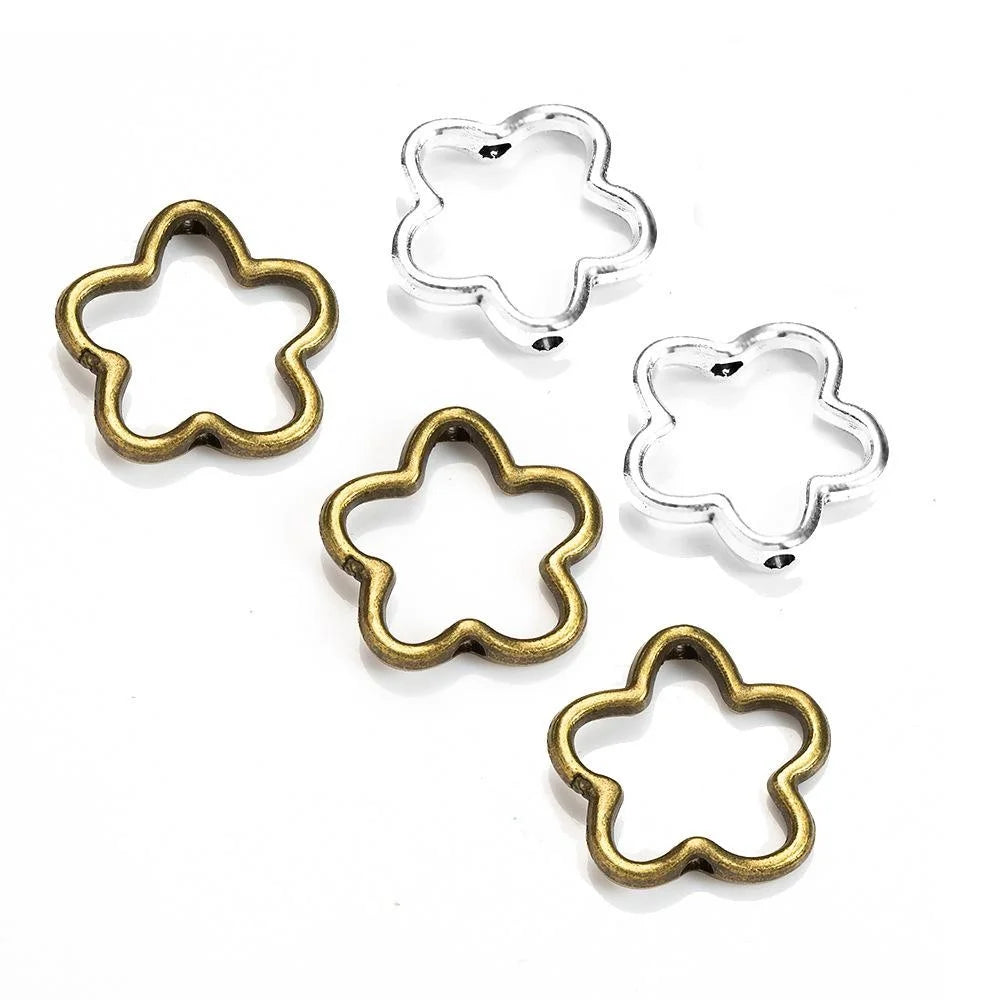 15MM Antique Silver Zinc Alloy Flower Hollow Charm Pendant for DIY Necklace Bracelet Jewelry Making