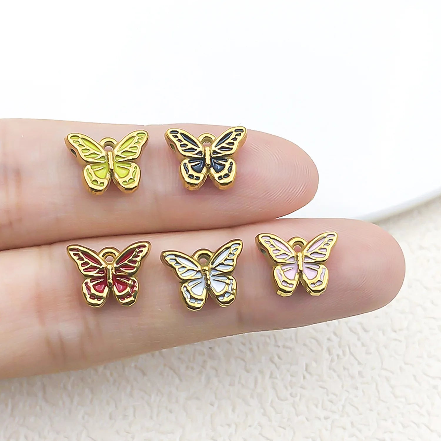 Enamel Stainless Steel Butterfly Spacer Beads for Bracelet Necklace Keychain DIY