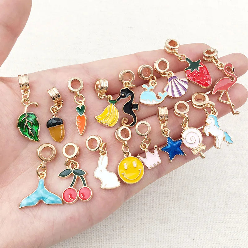 Zinc Alloy Crown Heart Large Hole Beads and Beads for DIY European Bracelet Jewelry