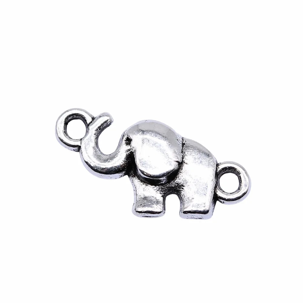 18x9mm 0.65g Multicolor Zinc Alloy Elephant Connector Charm for DIY Bracelet Necklace Making