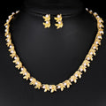 Vintage Gold Alloy Leaf Pearl Necklace And Earrings Jewelry Set Elegant Bridal Jewelry For Wedding Party Gift