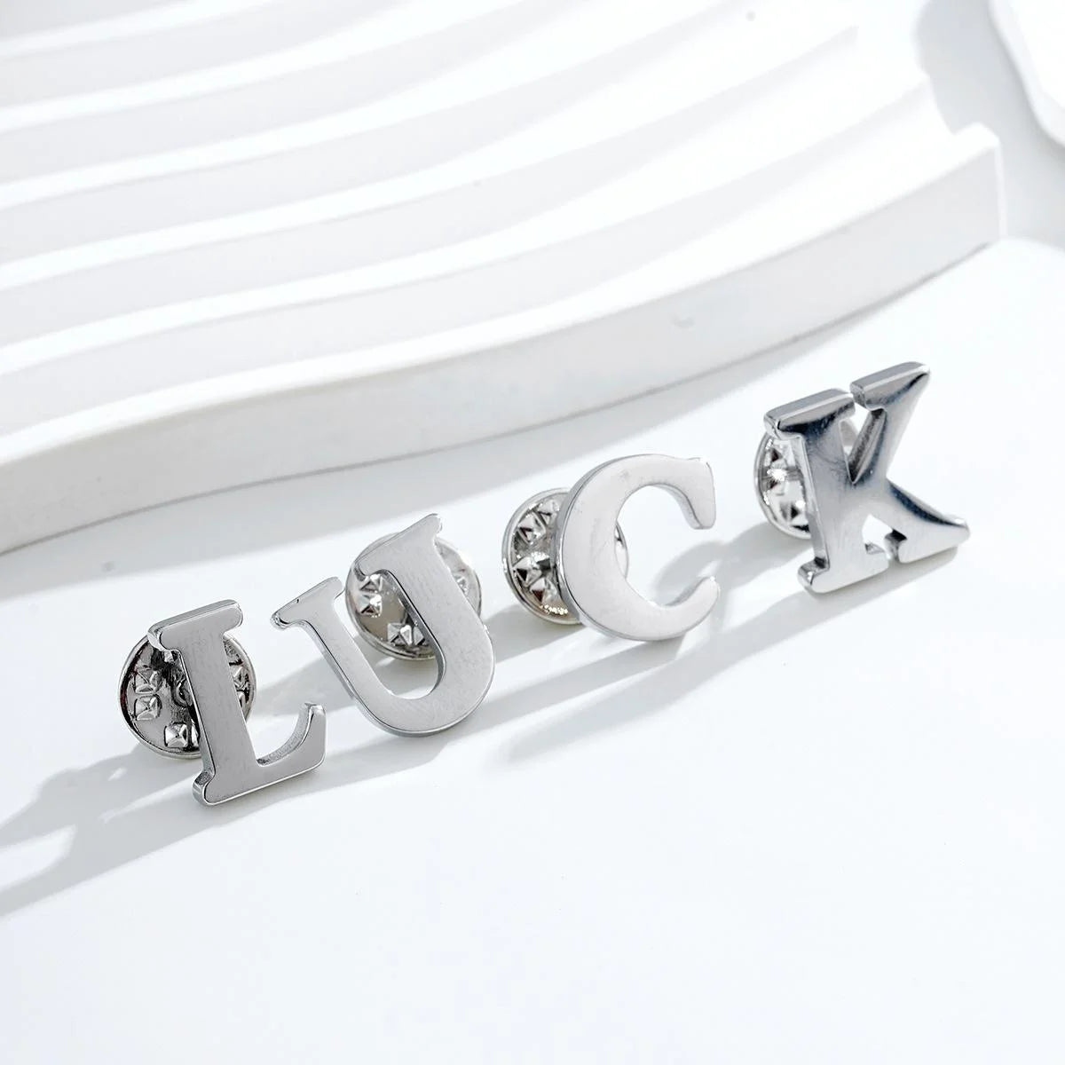 Elegant Silver Stainless Steel Alphabet Letter Brooch Pins, A-Z Initial Lapel Pin Corsage Suit Accessory Gift