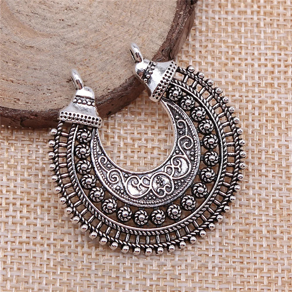 39x40mm 6.7g Antique Silver Zinc Alloy Geometric Earring Connector Charms Pendants for DIY Earrings Making