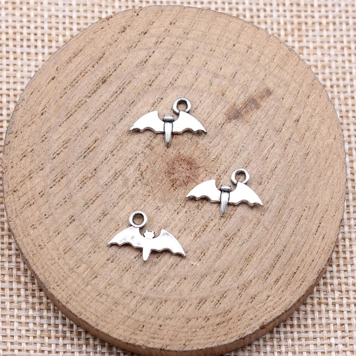 9x14mm 0.35g Antique Silver Zinc Alloy Bat Charm Pendant for DIY Necklace Bracelet Making