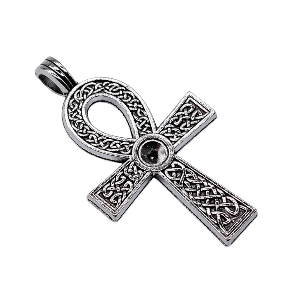 47x27mm 5.26g Antique Silver Zinc Alloy Ankh Cross Charm Pendant for Necklace Bracelet Making