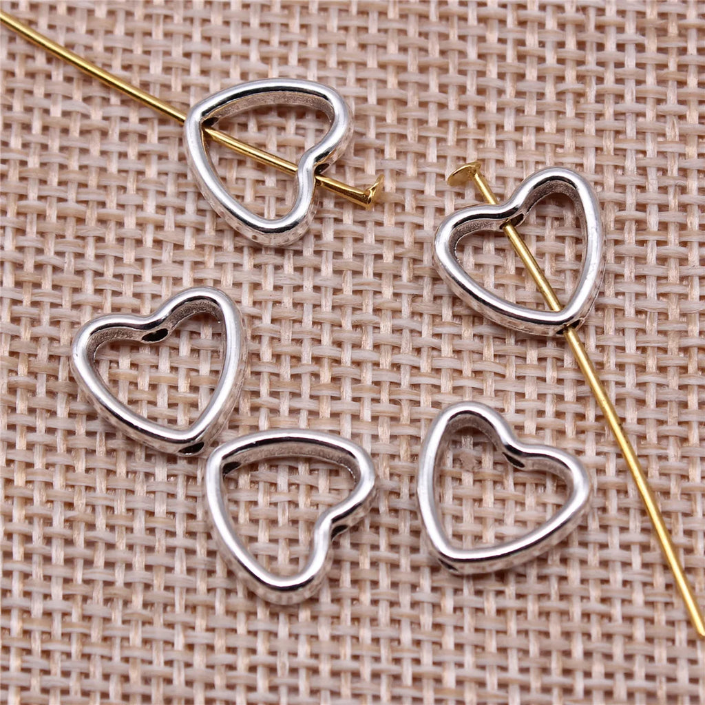 11x12x1.3mm 0.9g Zinc Alloy Heart Connector Charm Findings for DIY Bracelet Necklace Jewelry Making