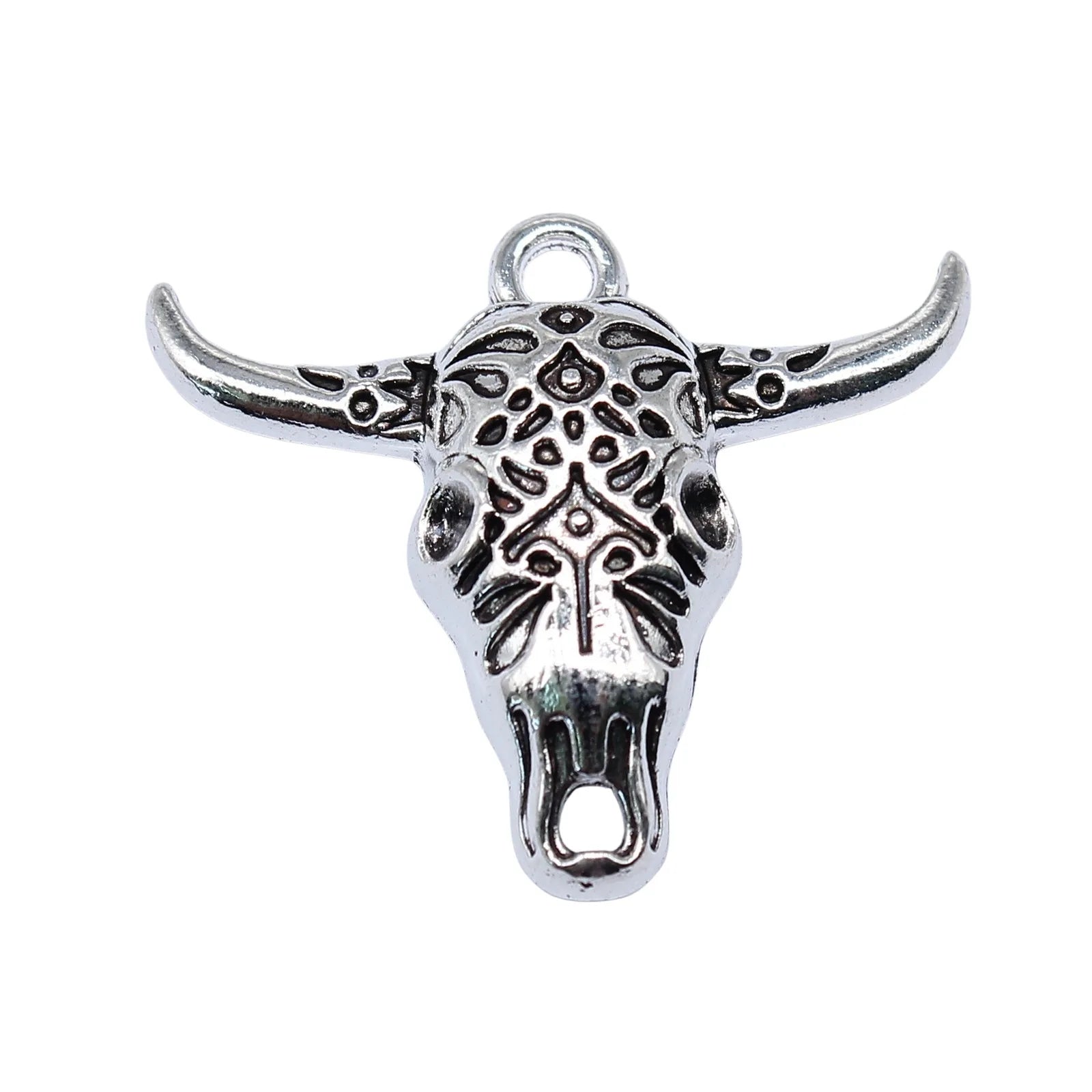 25x29mm 1.9g Antique Silver Zinc Alloy Bull Head Charm Pendant for DIY Necklace Bracelet Making