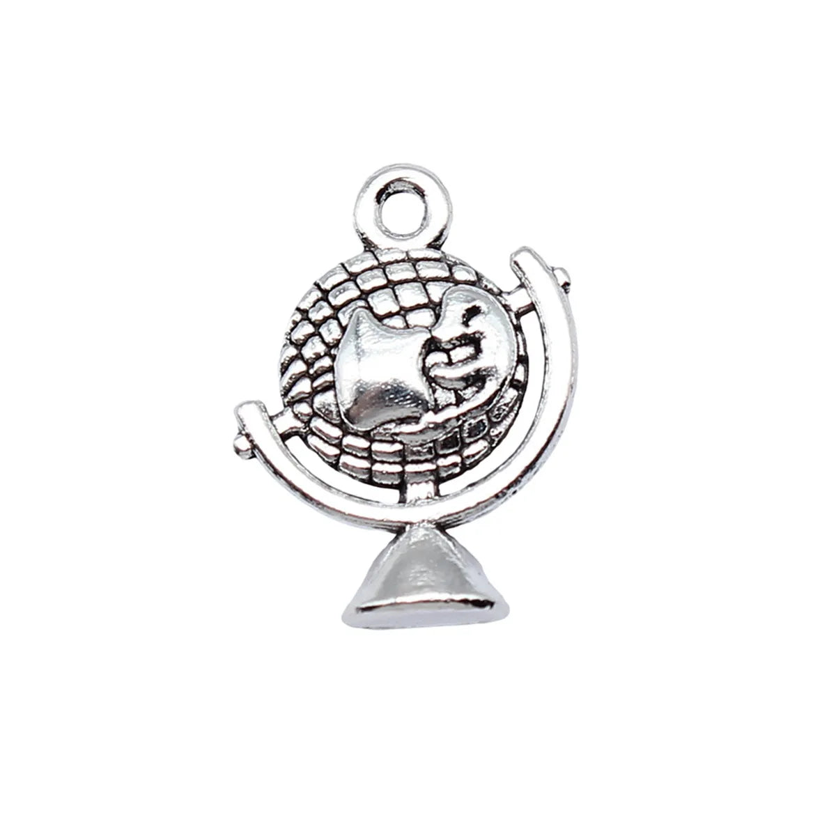 21x17mm 2.2g Antique Silver Tone Zinc Alloy Globe Charm Pendant for DIY Necklace Bracelet Jewelry Making