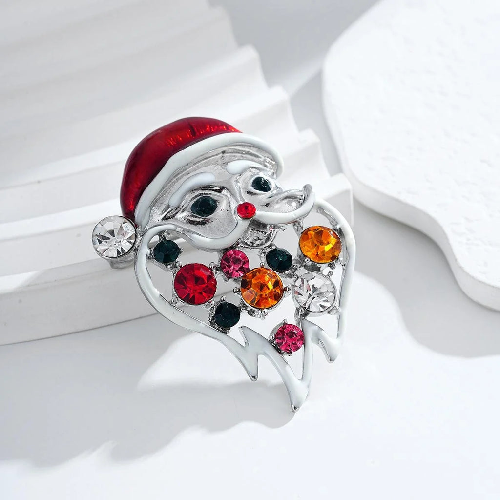 Elegant Christmas Tree Snowflake Reindeer Enamel Rhinestone Alloy Brooch Lapel Pin Holiday Gift