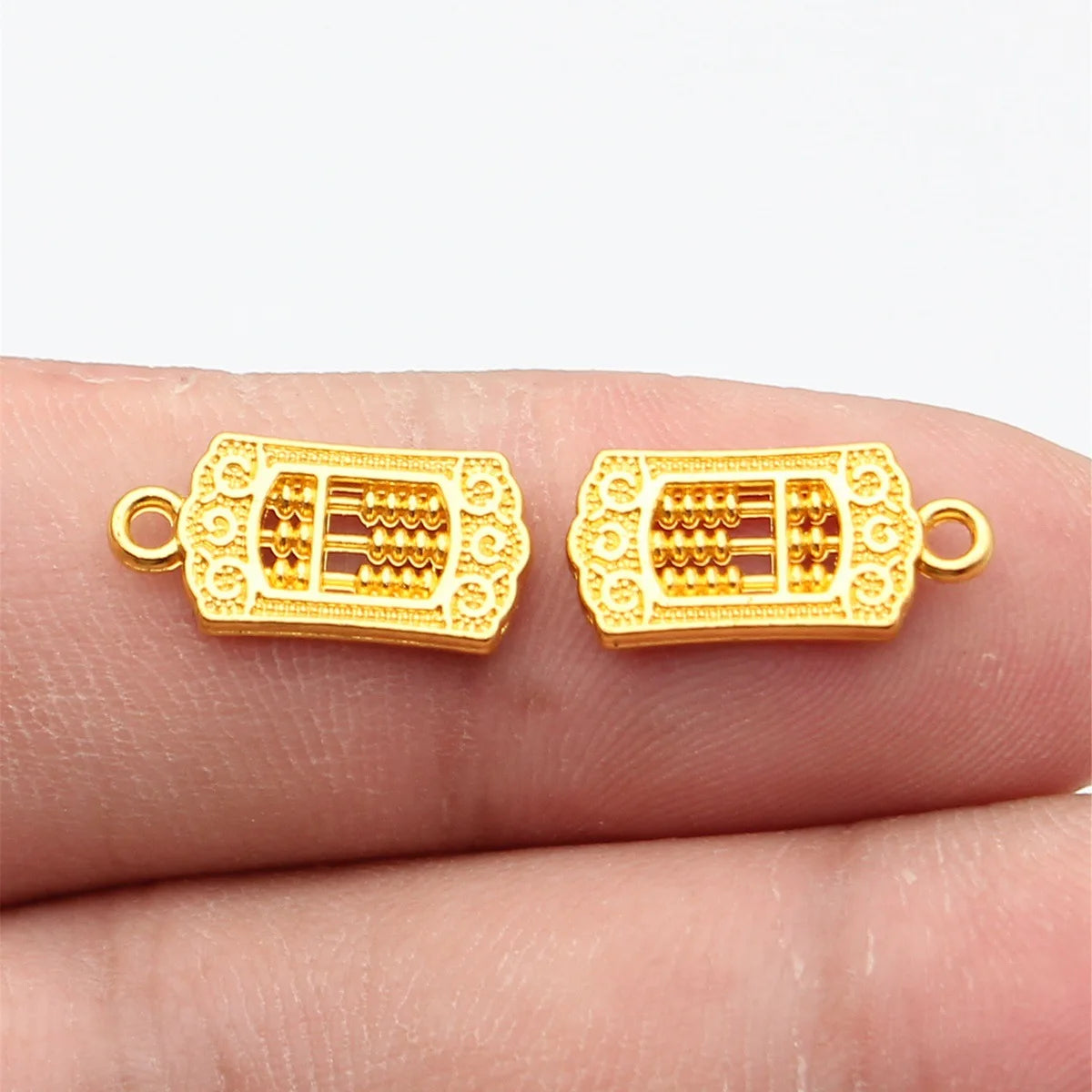 16x7.7x1.6mm 0.76g Bright Gold Zinc Alloy Abacus Charm Pendant for DIY Necklace Bracelet Jewelry Making