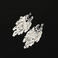 Elegant Shiny Silver Alloy Leaf Sequin Long Tassel Statement Stud & Clip On No Piercing Earrings