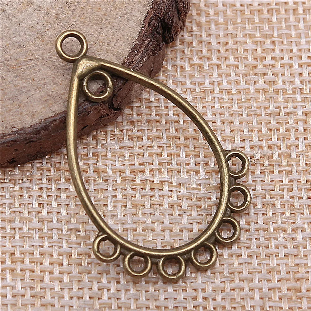 38x26mm 1.7g Multicolor Zinc Alloy Teardrop Earring Connector Charms for DIY Earrings Making
