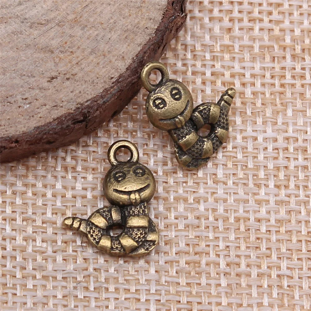 16x12mm 1.1g Multicolor Zinc Alloy Snake Charm Pendant for DIY Necklace Bracelet Making