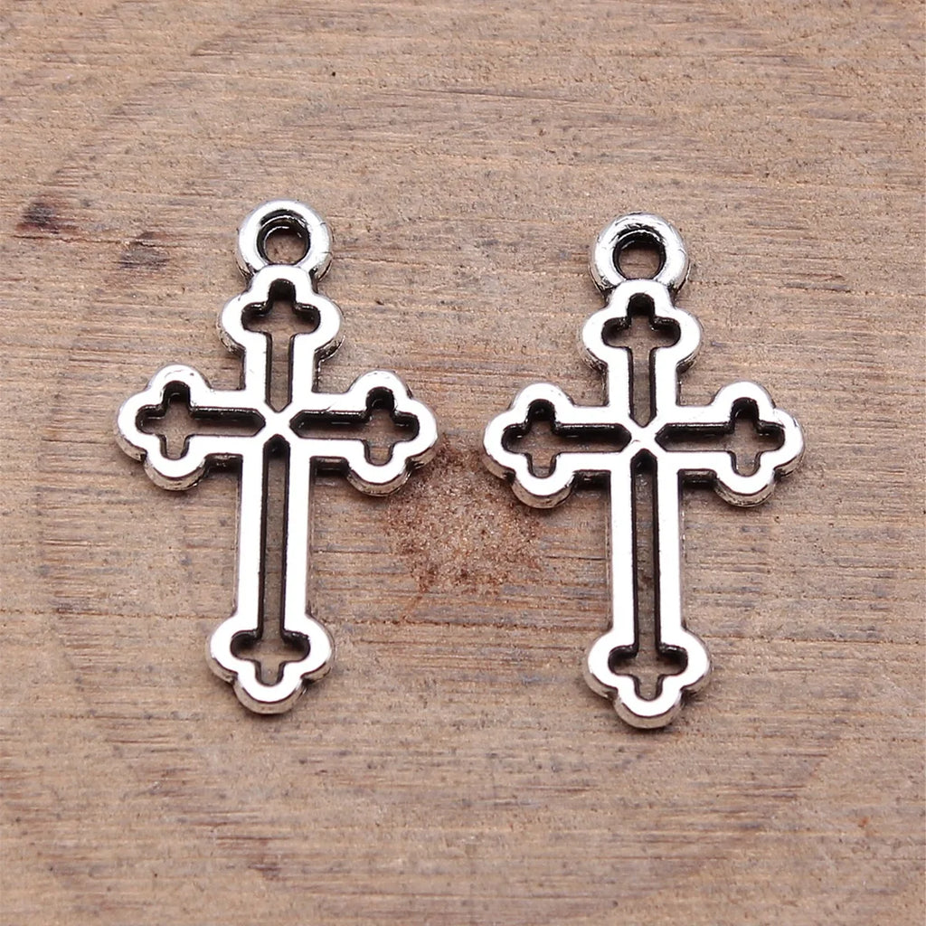 19x12mm 0.5g Antique Silver Zinc Alloy Cross Charm Pendant for DIY Vintage Necklace Jewelry Making