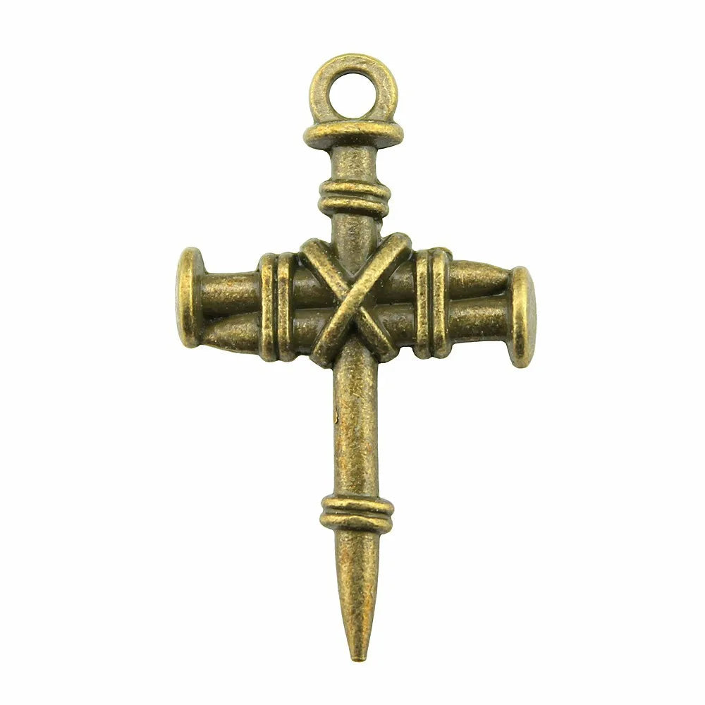 34x20mm 2.6g Multi-Color Zinc Alloy Nail Cross Charm Pendant for DIY Gothic Necklace Jewelry Making