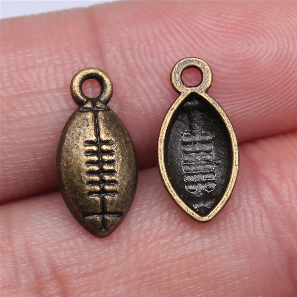 15x7mm 0.7g Multicolor Zinc Alloy Rugby Ball Charm Pendant for DIY Sports Jewelry Making