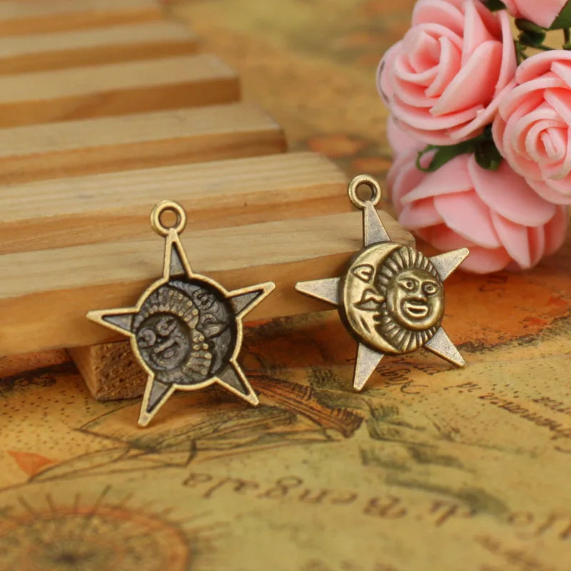 27x25MM Antique Silver Zinc Alloy Star Moon Sun Charm Pendant for DIY Necklace Bracelet Jewelry Making