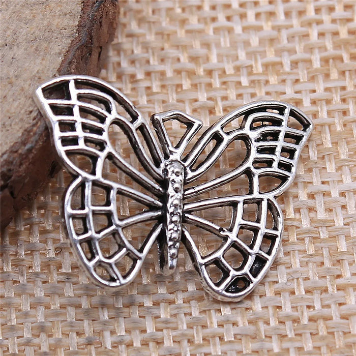 18x25mm 1.3g Antique Silver Zinc Alloy Butterfly Charm Pendant for DIY Necklace Bracelet Making